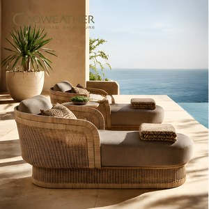 Contemporary Courtyard Rattan Teak Sun Swimming Pool Lounger Modern Hotel Garden Beach Sunbeds Outdoor Furniture