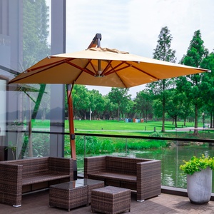 High Quality Patio Garden Wood Umbrella Parasol Wooden Outdoor Wooden Cantilever Umbrella