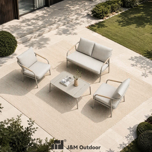 T803 Modern Metal 4 Seat Outdoor Dining Sofa Set Rope Woven 4 Piece Patio Furniture