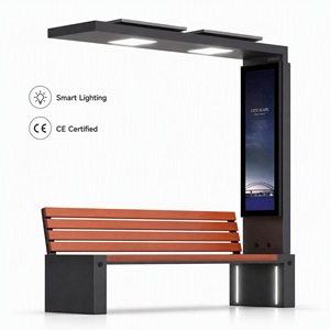 Integrated Smart Solar Powered Bench Outdoor Furniture With Wireless Charger WiFi LED Light