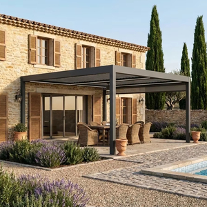 3x3m Waterproof Aluminum Manual Louvered Pergola With Adjustable Roof & Integrated Drainage System For Outdoor Patio