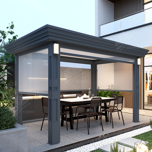 Pergola Louvered Pergola Waterproof Heavy Duty Aluminum Pergola Kit with Led Lights