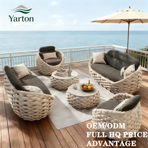 Custom Modern Outdoor Furniture Waterproof Weather Resistant Rope Weaving Garden Sofa Set