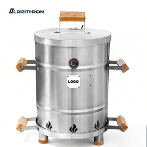 Stainless Steel Barrel Charcoal Grill Light Durable Modern Outdoor Smoker BBQ Camping Fire Pit Heater Patio Warm