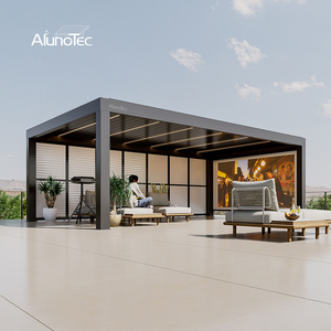 AlunoTec Luxury Garden Gazebo Motorized Bioclimatic Aluminum Patio Roof Outdoor Louvered Aluminium Pergola
